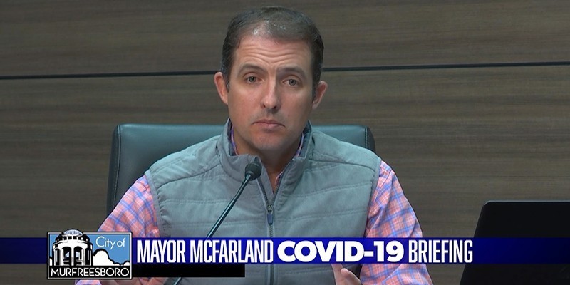 Mayor Shane McFarland giving a COVID-19 Briefing